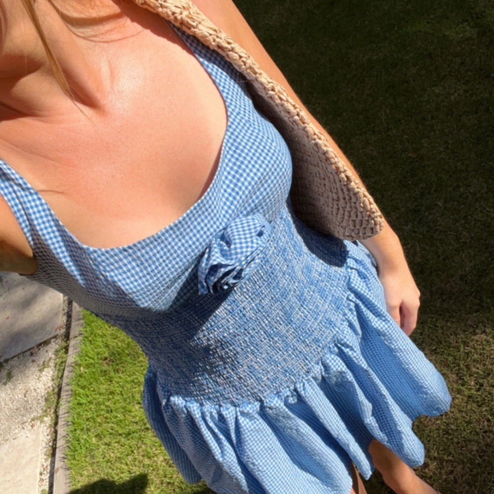 NWT Mauve Smocked Rosette Drop Waist Mini Dress✨ - Picture 5 of 11